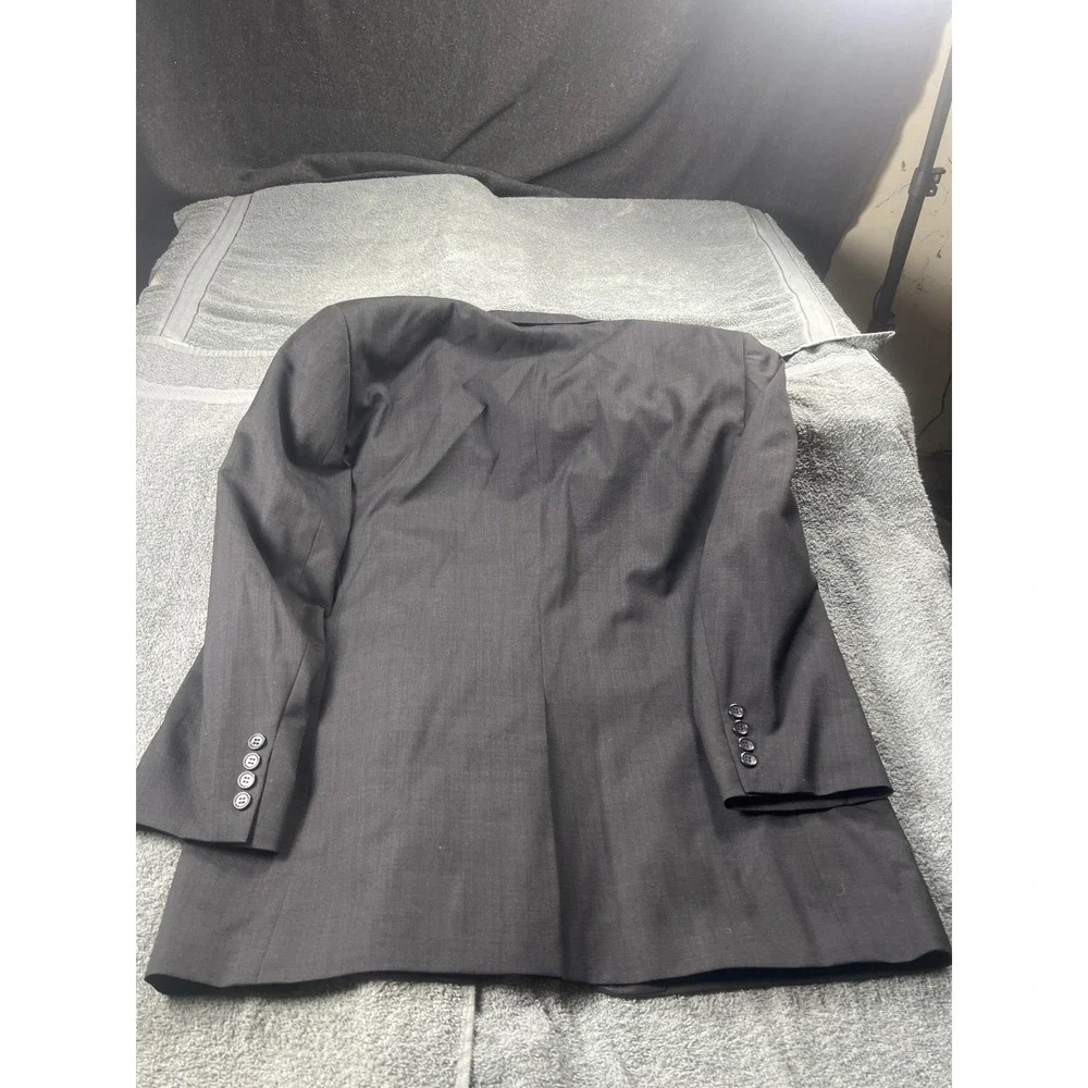 Mens Charcoal Gray Wool‎ Blend Blazer Suit Jacket Size 42 Long
